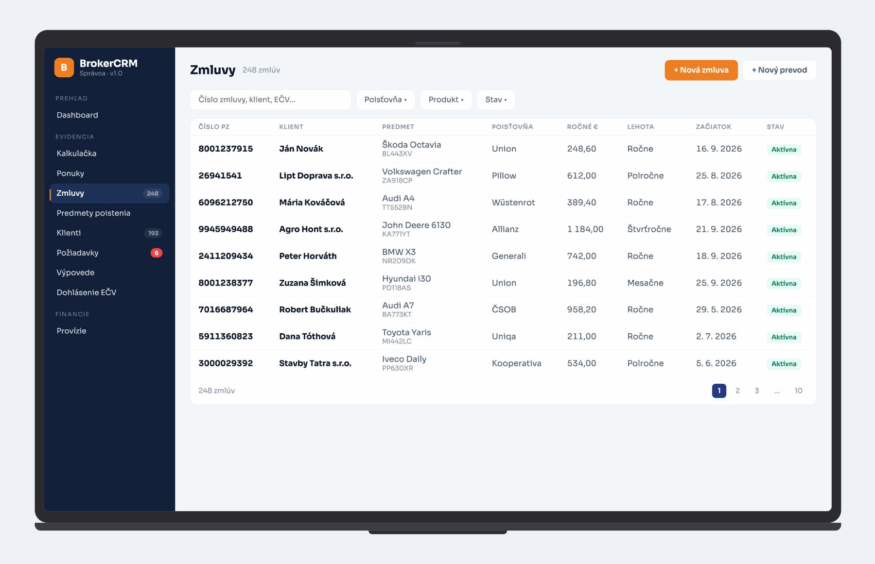 BrokerCRM — zmluvy